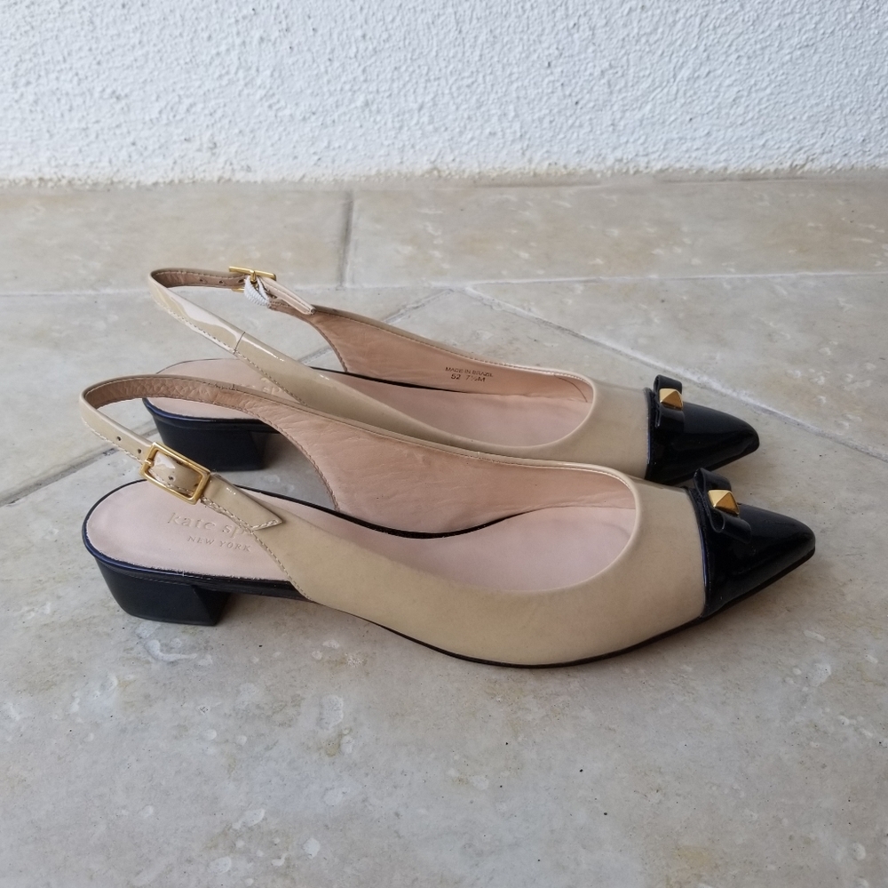 Kate Spade Slingback Pyramid Bow Flats